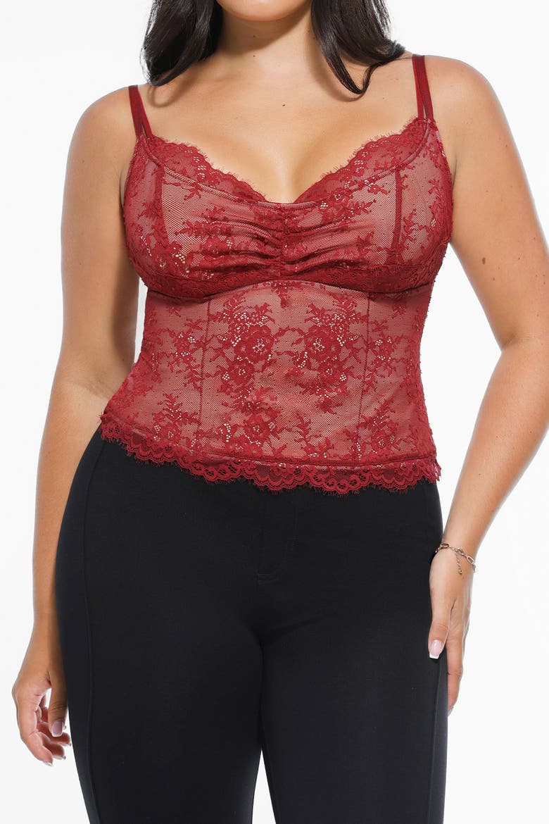 Shapewear Lace Contouring Camisole, Alternate, color, Burgundy