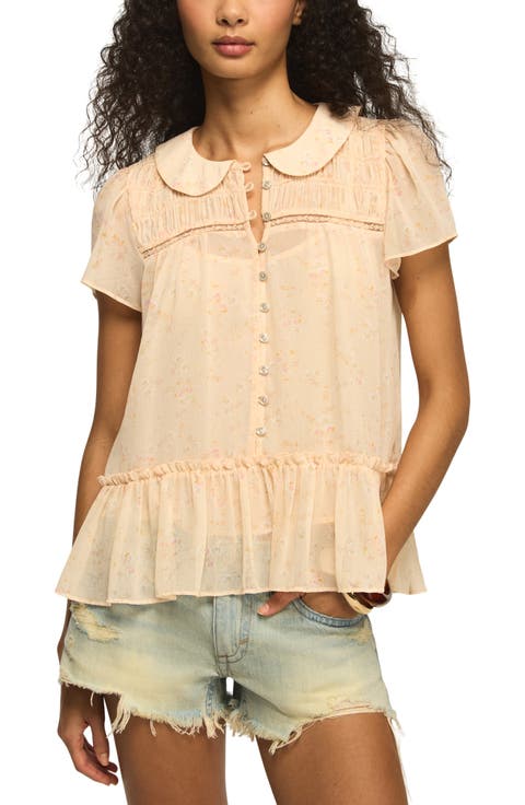 Smocked Ruffle Hem Top