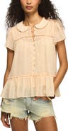 Lucky Brand Smocked Ruffle Hem Top