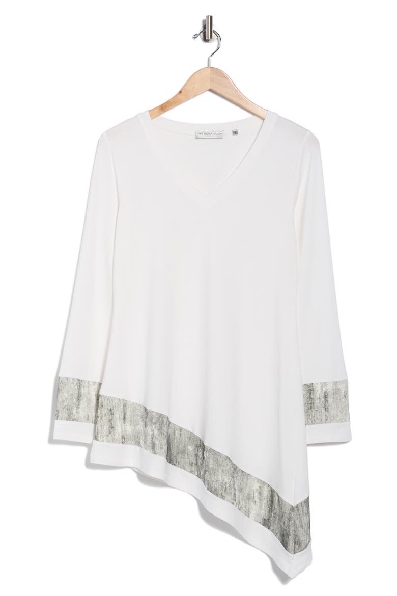 Asymmetric V-Neck Tunic, Alternate, color, OFF WHITE