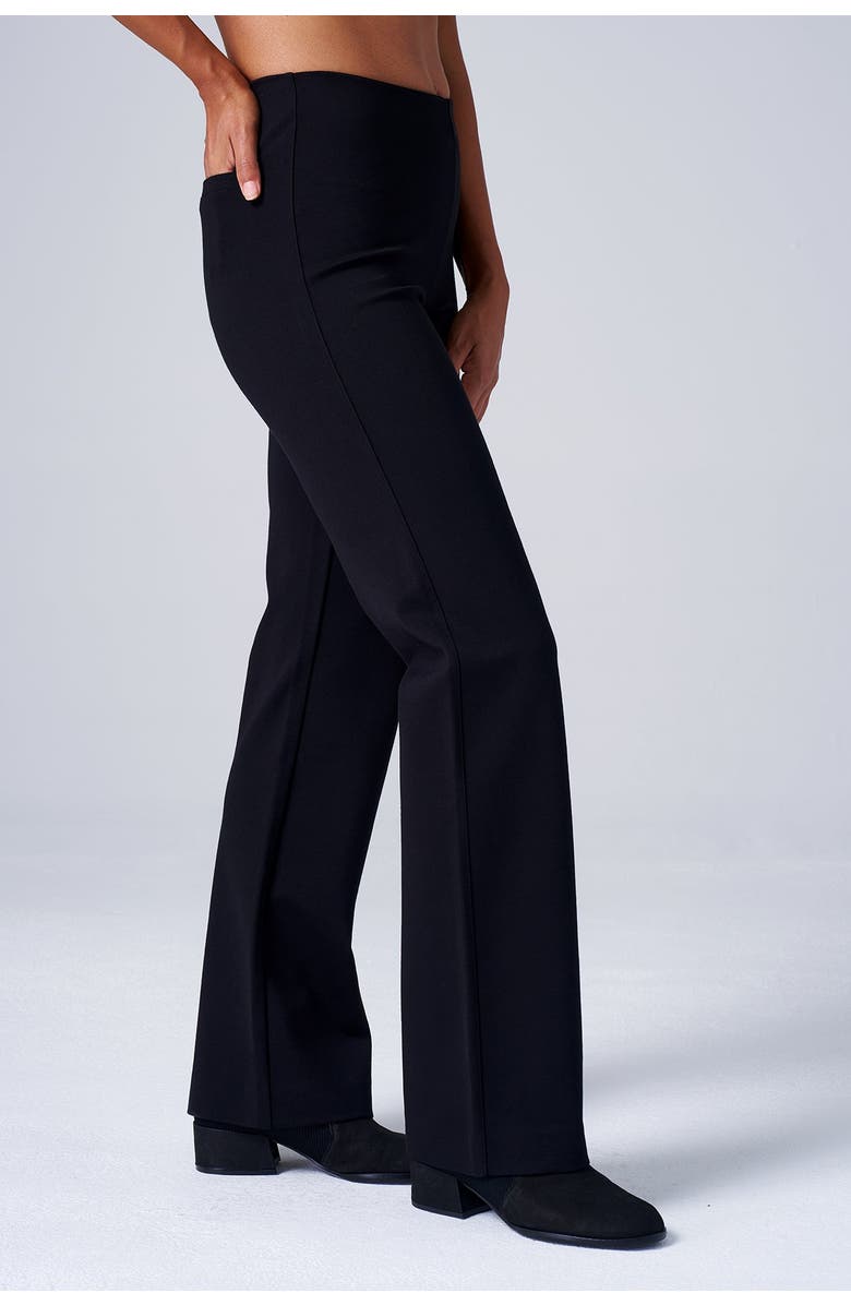 Franne Golde High Waist Bootcut Stretch Ponte Pant, Alternate, color, Black