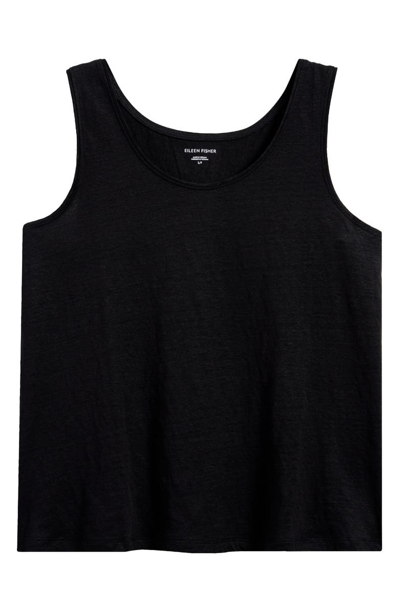 Eileen Fisher Organic Linen Tank, Alternate, color, Black