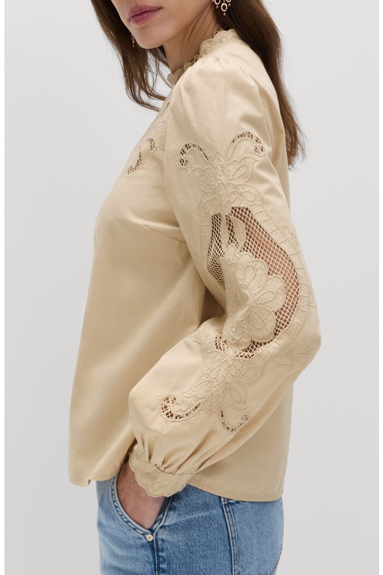 Cutwork Blouse, Alternate, color, SANDSTONE BROWN