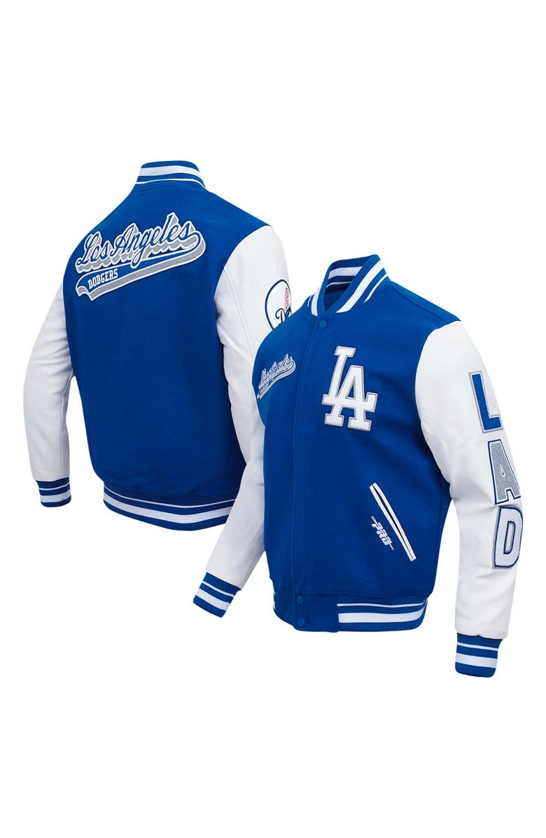 PRO STANDARD Men's Pro Standard Royal Los Angeles Dodgers Script Tail Wool Full-Zip Varity Jacket, Main, color, 