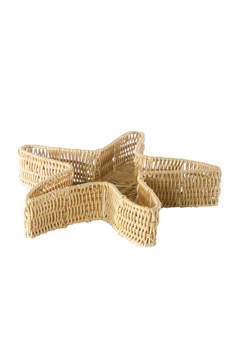 Starfish Washable Wicker Basket, Main, color, Brown