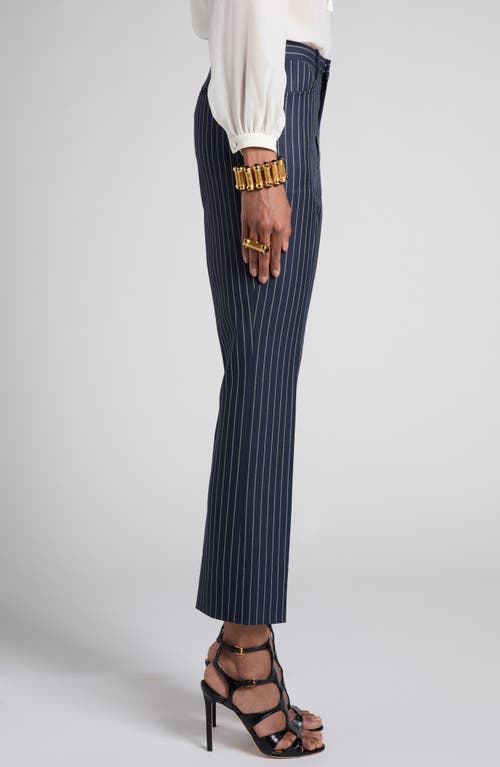 Tom Ford Pinstripe Virgin Wool Ankle Pants In Zhbby Combo Navy Stone