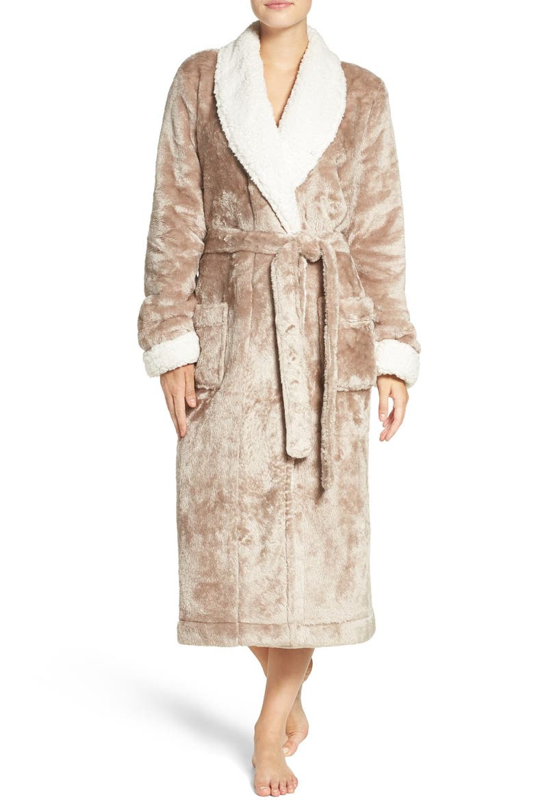 Frosted Plush Robe, Main, color, BROWN