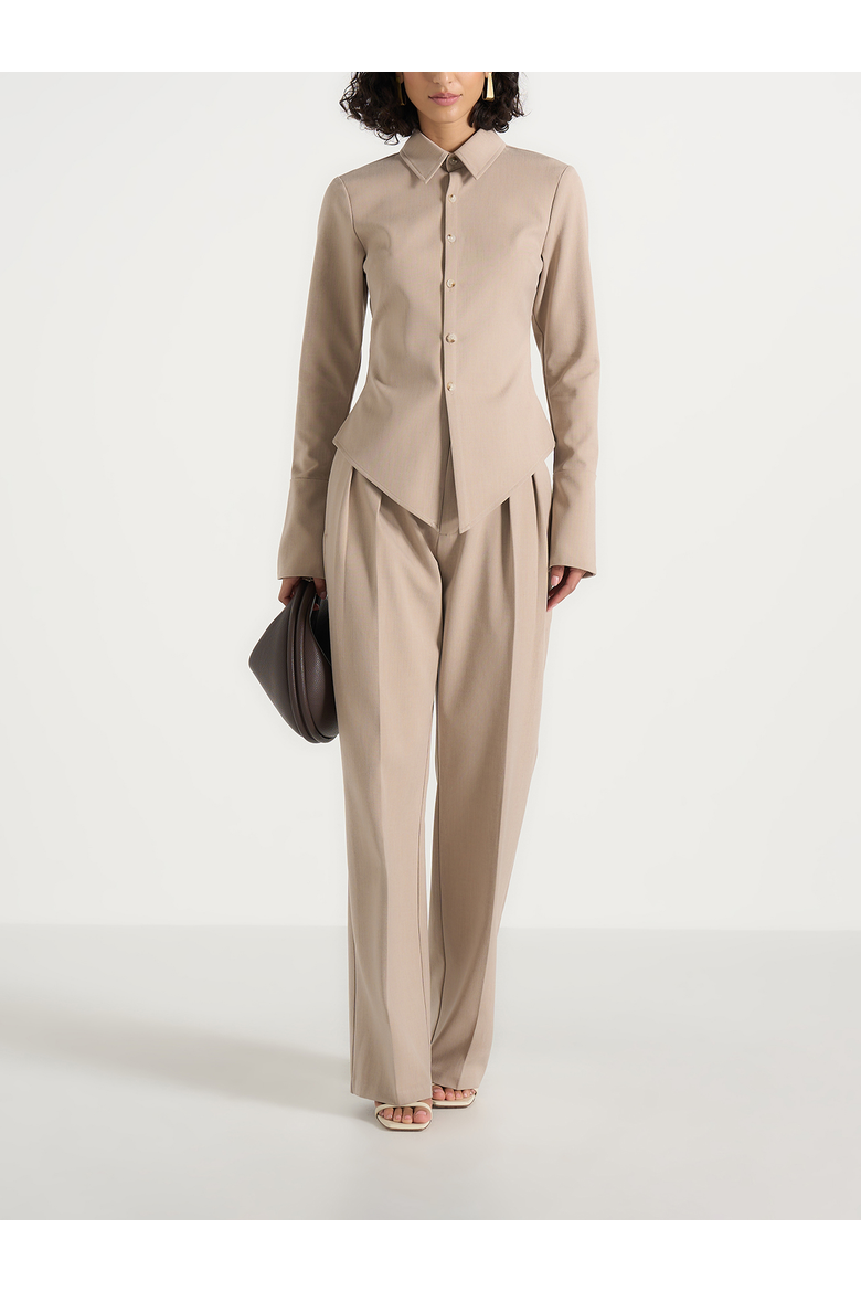 Sonia Tailored Cinch Shirt, Alternate, color, Beige