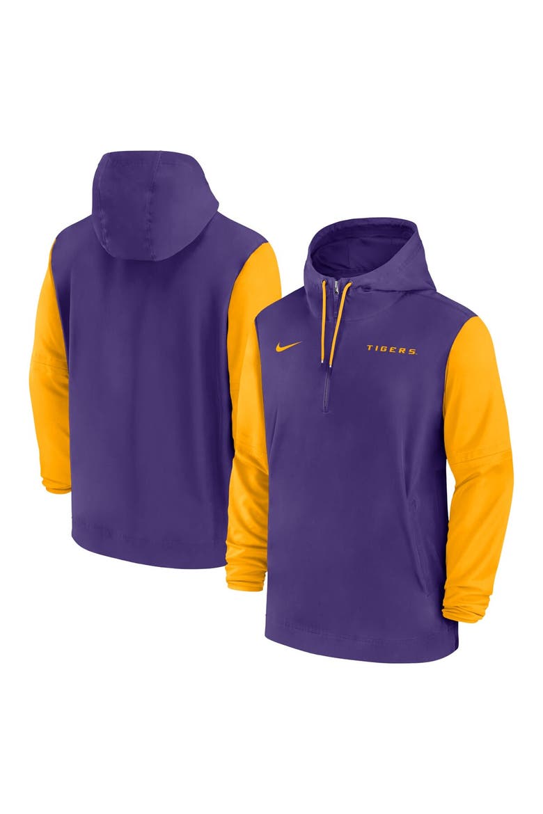 Men's Nike Purple LSU Tigers 2024 Sideline Pregame Player Half-Zip Hoodie, Main, color, Purple