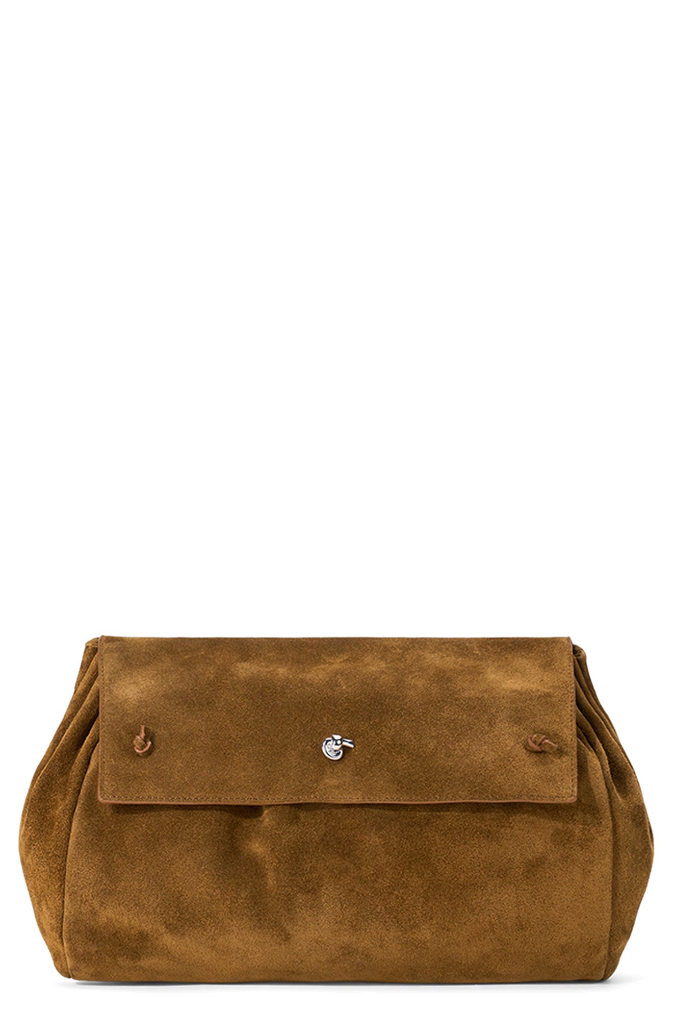 Cy Oversized Leather Clutch Bag, Main, color, CIGAR