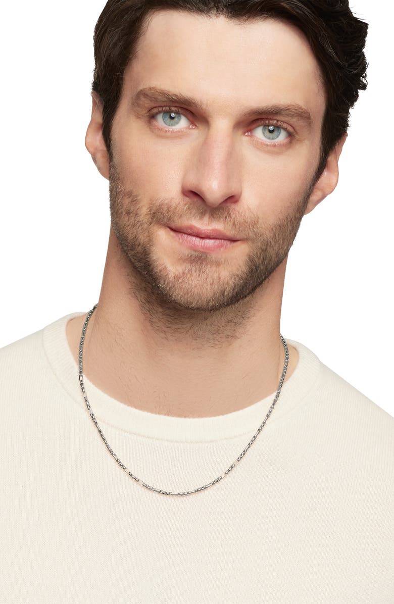 David Yurman Men's Open Station Box Chain Necklace in Sterling Silver, 3mm, Alternate, color, Silver