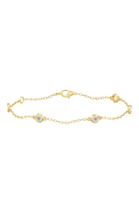 Round Bezel Station Bracelet Lab Diamond in 14K Gold