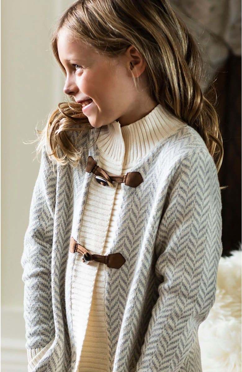 Hope & Henry Girls' Toggle Sweater Cardigan, Kids, Alternate, color,