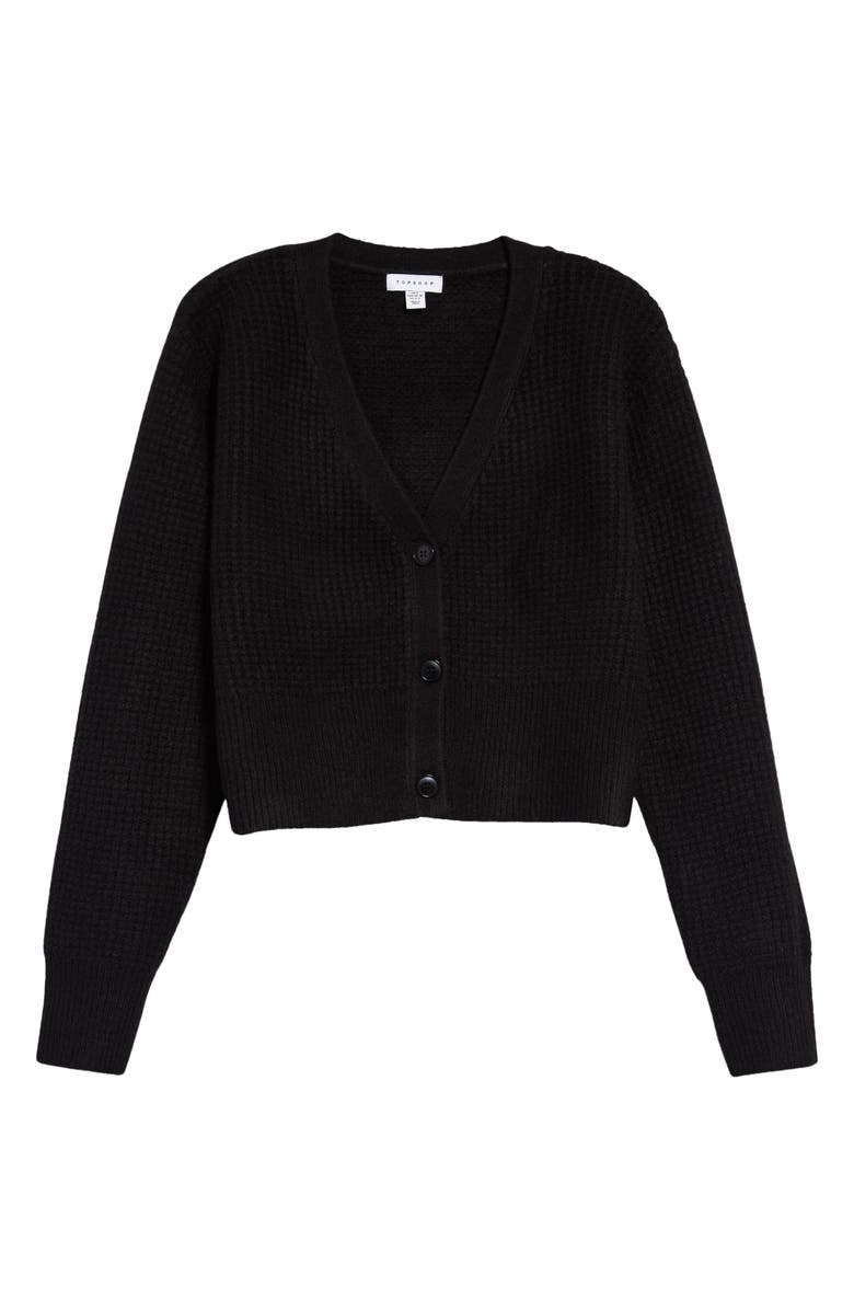 Topshop Waffle Knit Crop Cardigan, Main, color, 