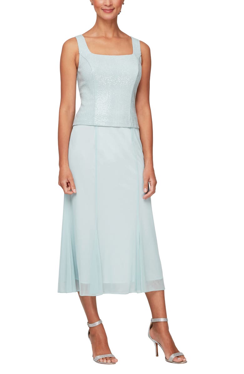 Alex Evenings Sparkle Mock Two-Piece Midi Cocktail Dress with Jacket, Alternate, color, 