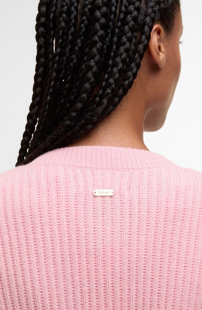 Barbour Elina Cable Stitch Wool & Cashmere Cardigan, Alternate, color, Cherry Blossom