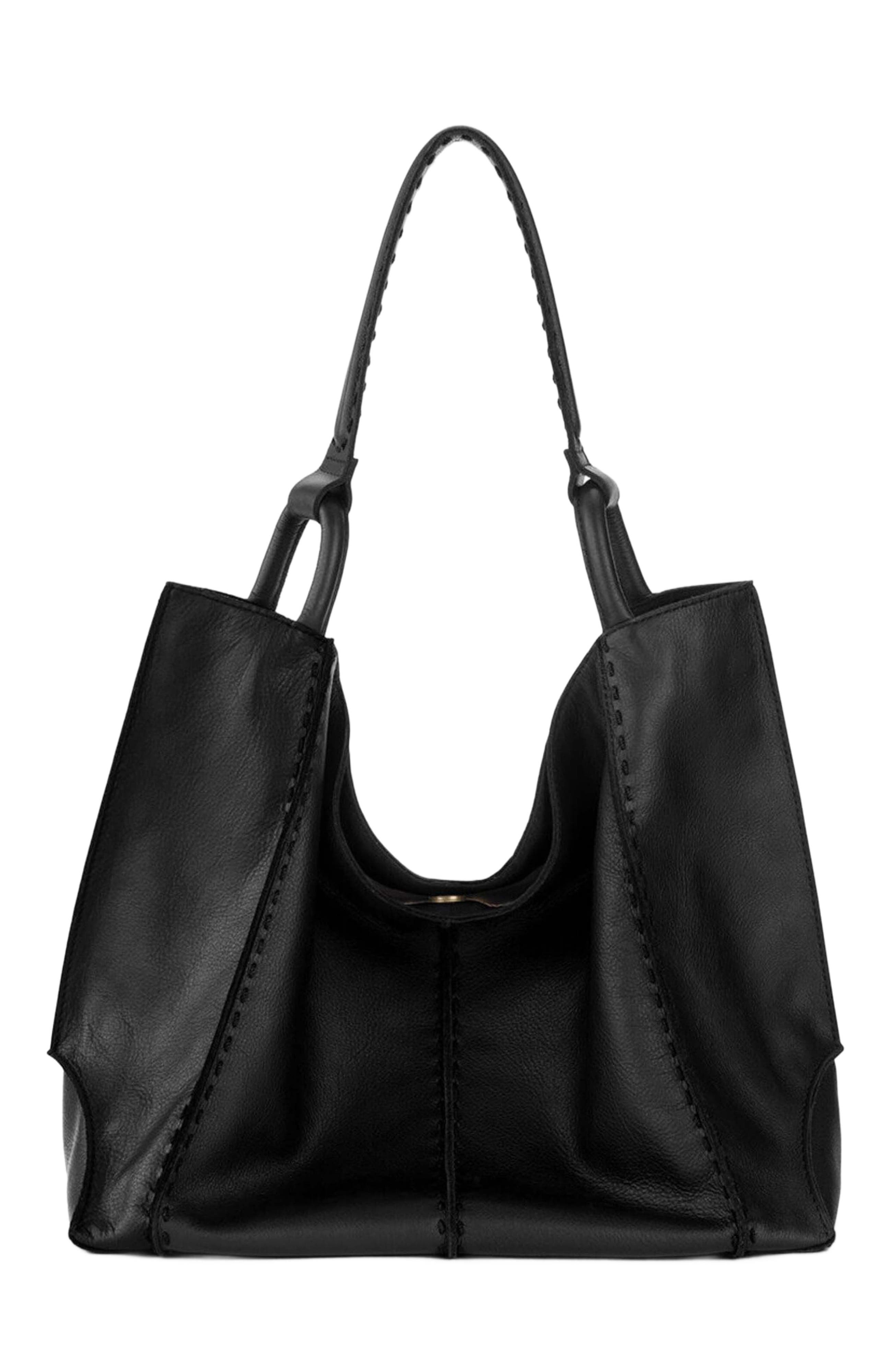 The Sak Los Feliz Large Tote Leather Bag, Main, color, Black