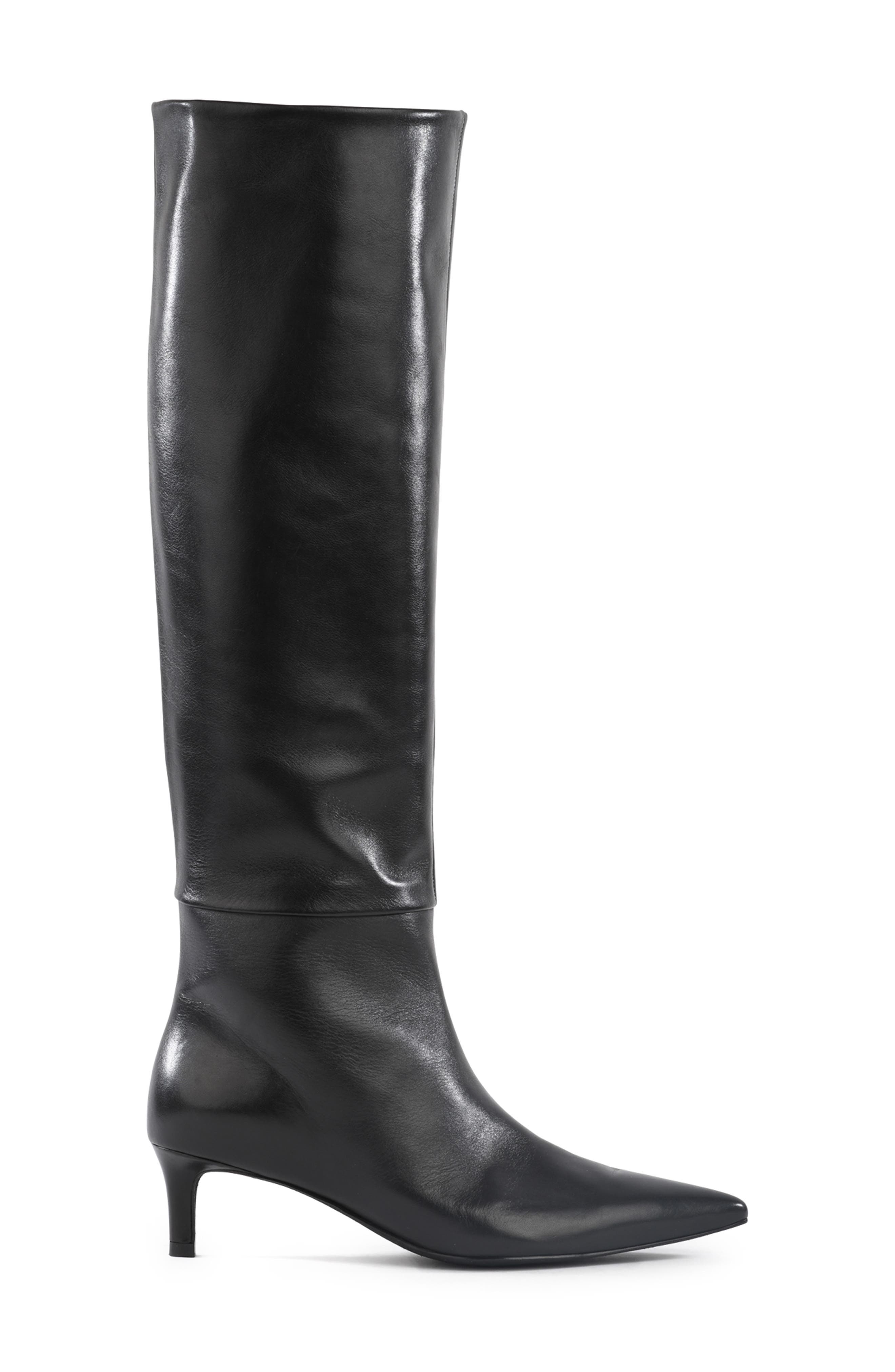 Seychelles Rose Pointed Toe Over the Knee Kitten Heel Boot, Alternate, color, Black Leather