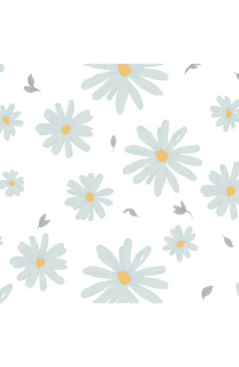 Lambs & Ivy Sweet Daisy 100% Cotton Floral Baby Fitted Crib Sheet, Alternate, color, White/ Blue