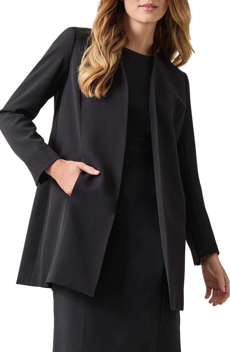 KASPER Collarless Crepe Jacket, Main, color, 