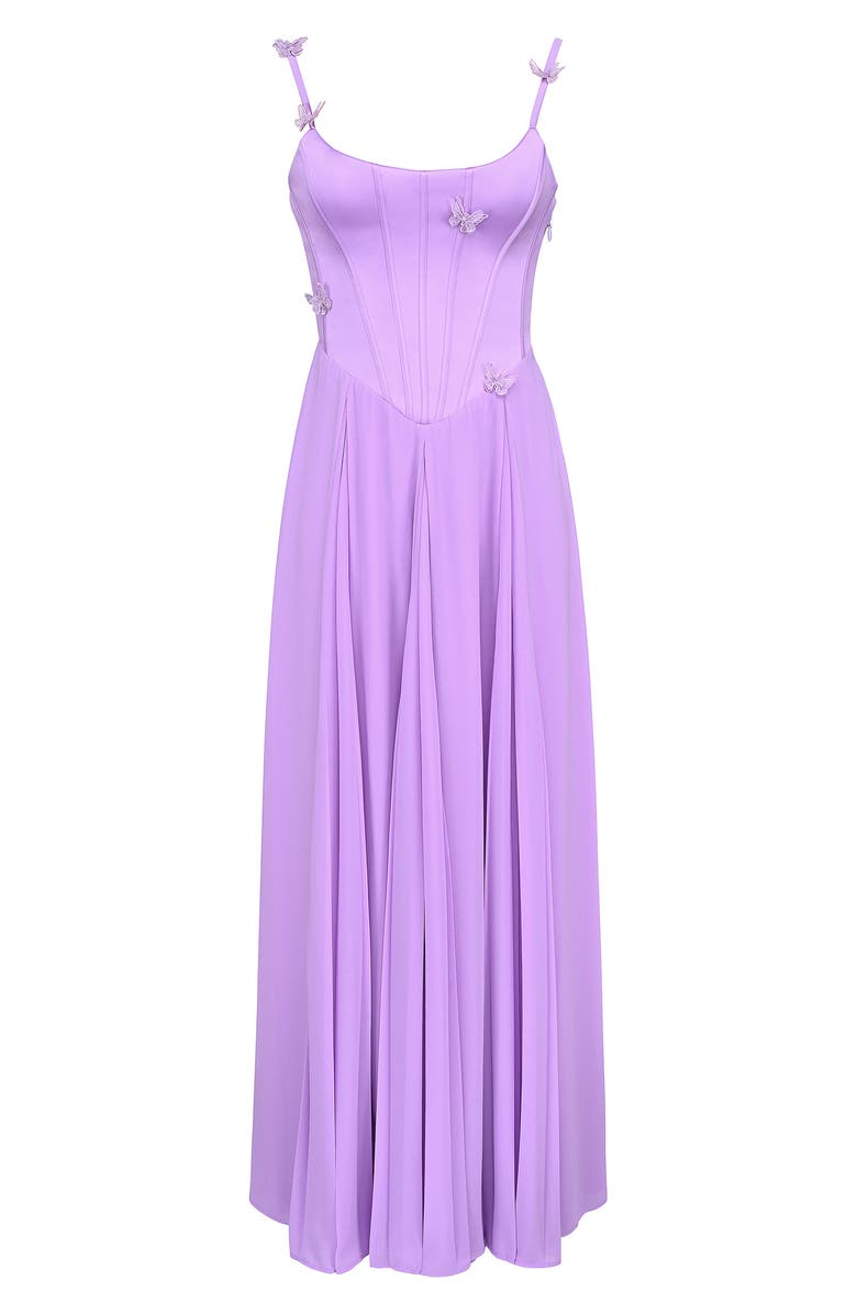 HOUSE OF CB Pascha Butterfly Appliqué Corset Maxi Dress, Alternate, color, Sheer Lilac