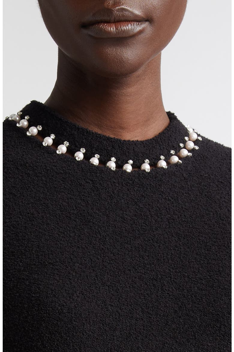 Embellished Stretch Micro Bouclé Shell, Alternate, color, BLACK