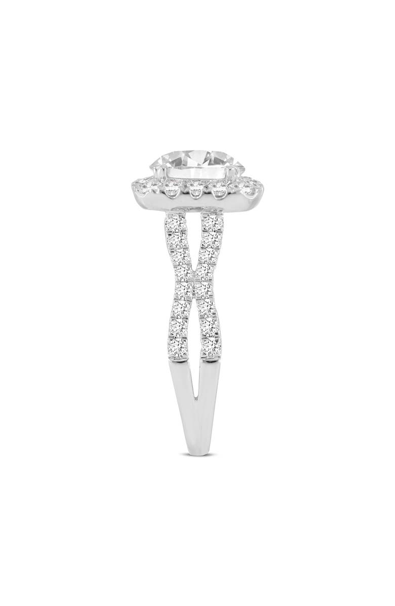 LuvMyJewelry Etoile 14K White Gold Round Cut Lab Grown Diamond Halo Engagement Ring - 2.9 Ct, Alternate, color, 14K White Gold