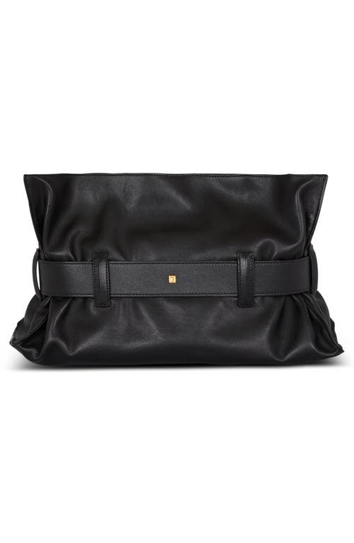 Balmain Anthem Medium Buckle Shoulder Bag In Calfskin In Black