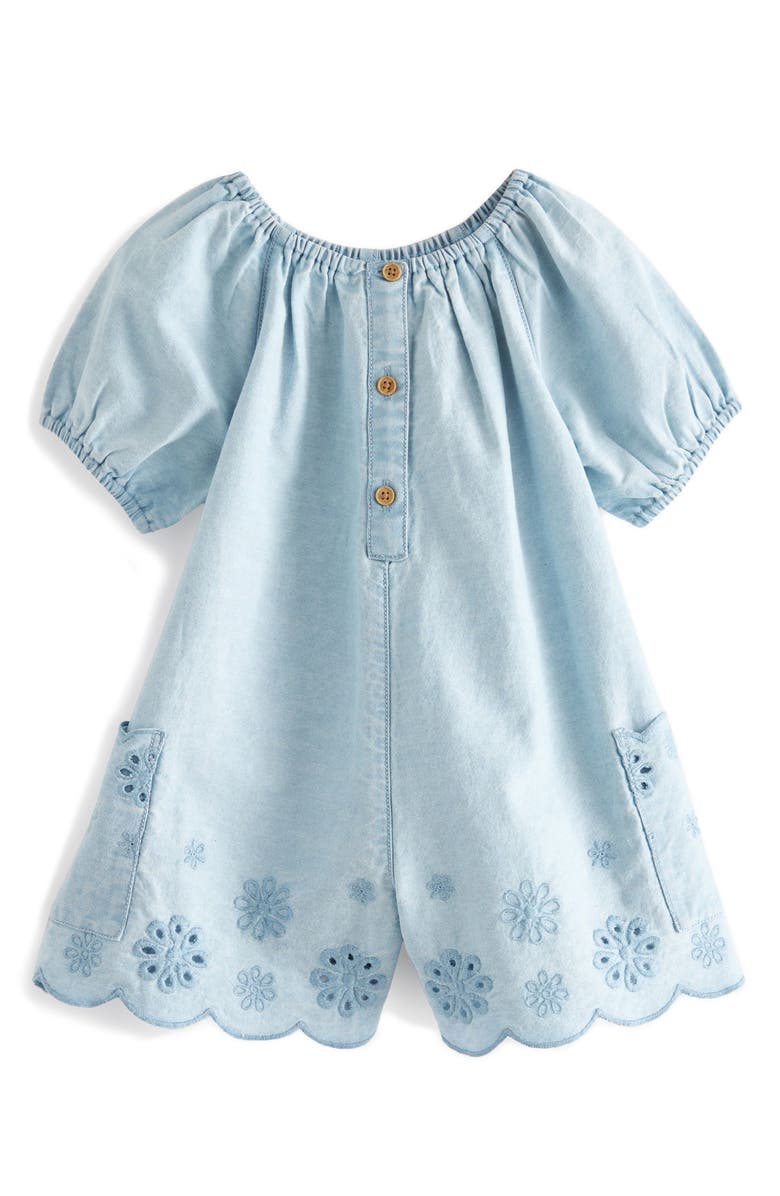NEXT Kids' Eyelet Cotton Denim Romper, Main, color, 