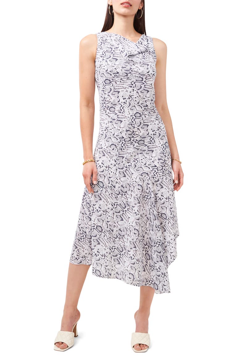 Snake Whispers Asymmetrical Hem Dress, Main, color, ULTRA WHITE