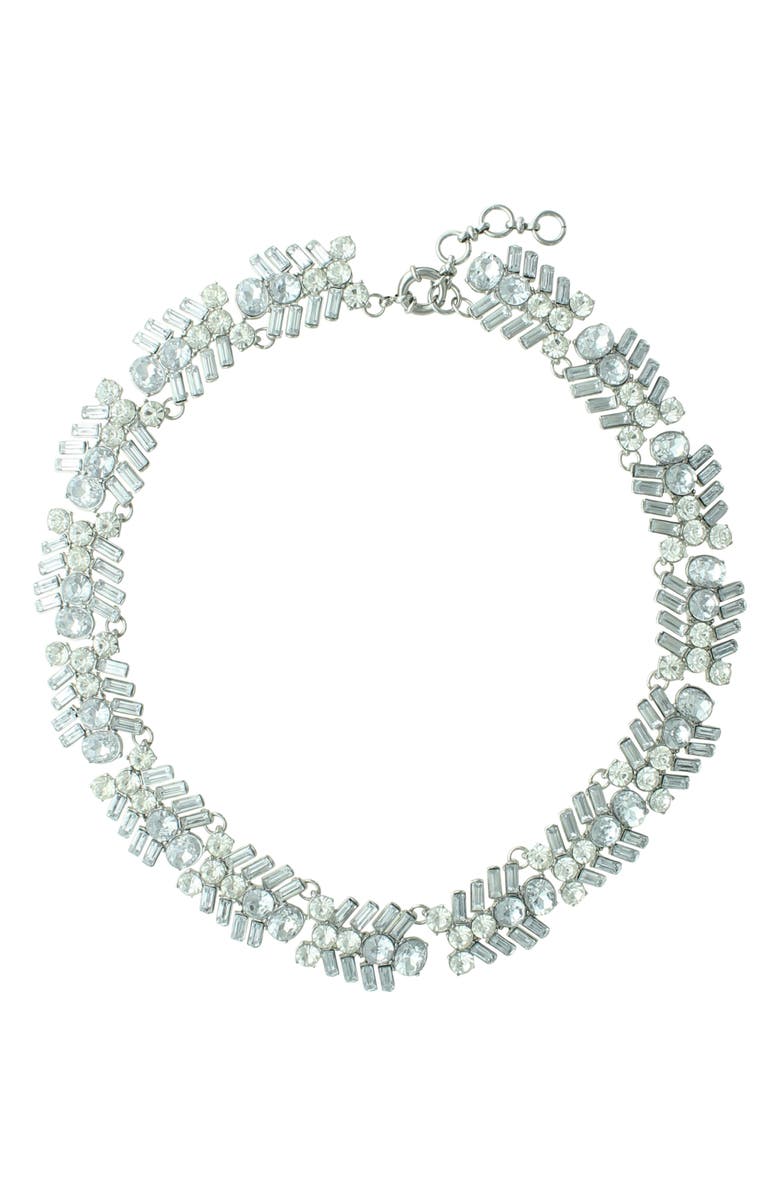 OLIVIA WELLES Diana Crystal Cluster Necklace, Main, color, Silver / Clear