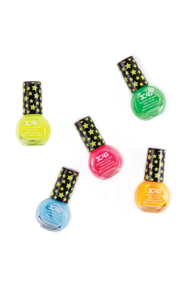 3C4G Glow In The Dark Nail Polish Set 5 Bottles, Alternate, color, Multicolored