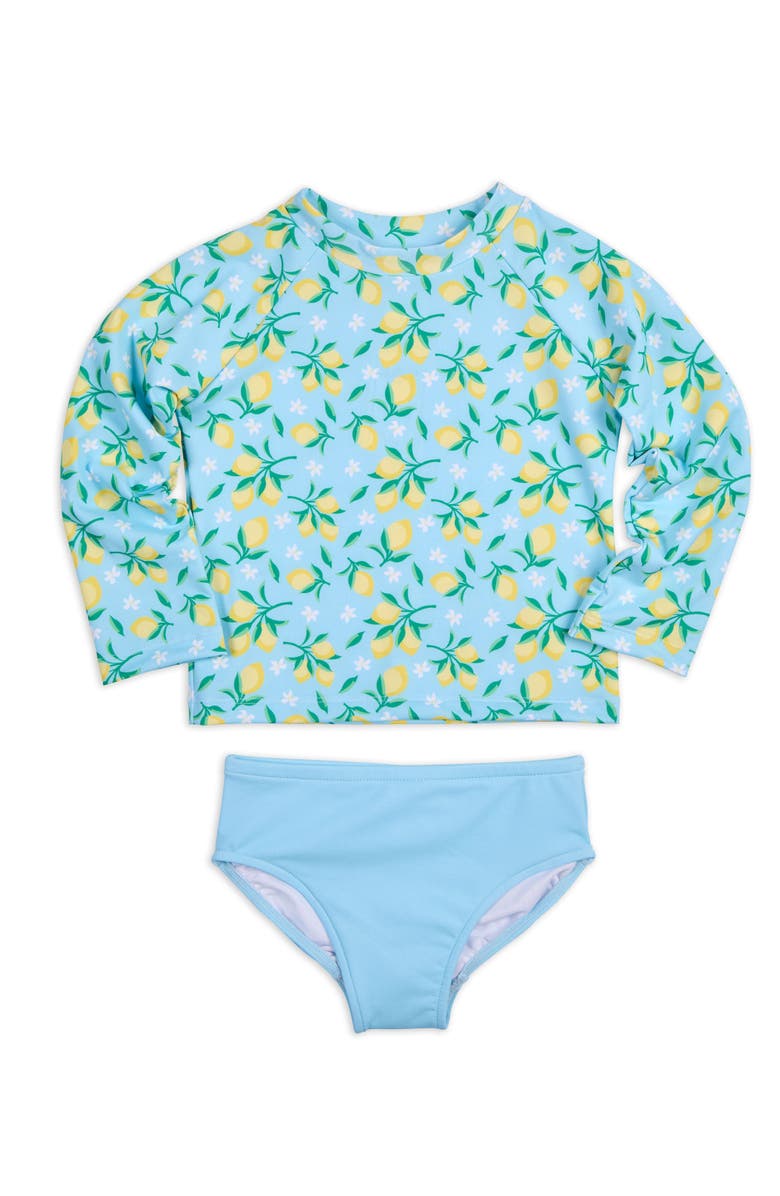 Florence Eiseman Lemon Print Rashguard Swimsuit, Main, color, 