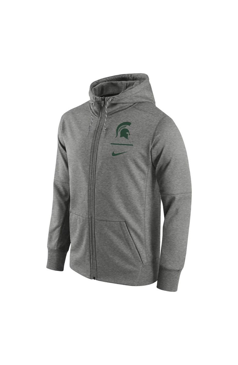 Nike Men's Nike Heathered Gray Michigan State Spartans Logo Stack Performance Full-Zip Hoodie, Alternate, color, 