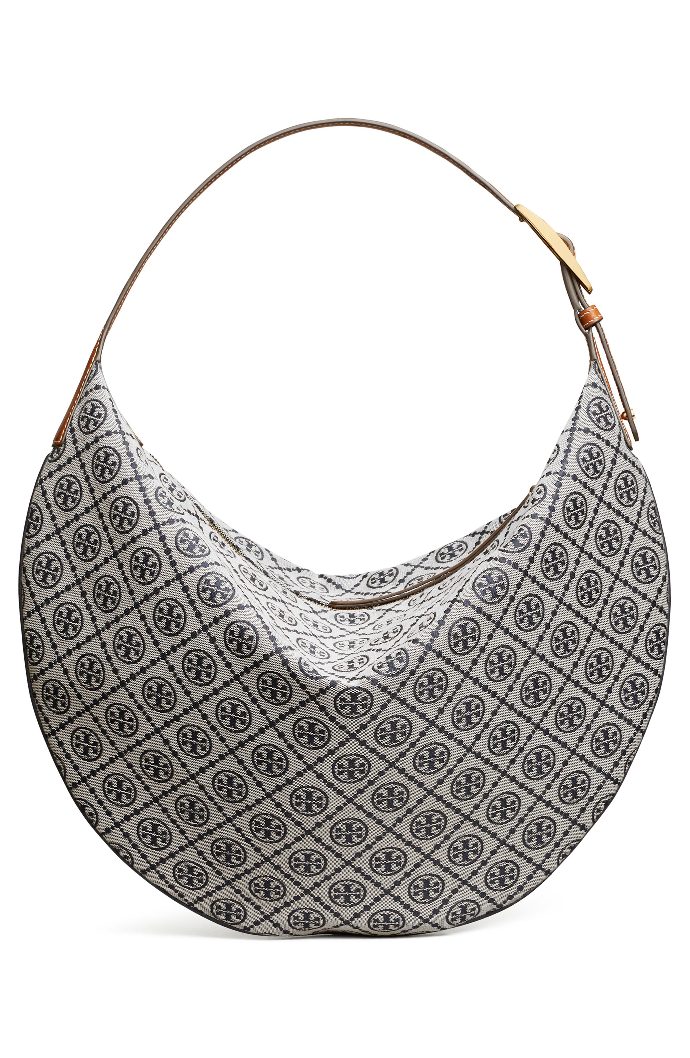 Tory Burch T Monogram Jacquard Balloon Bag, Alternate, color, Tory Navy