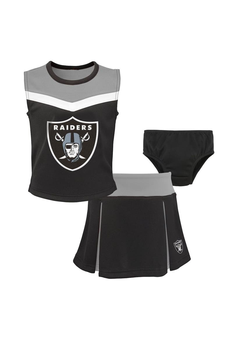 Girls Preschool Black Las Vegas Raiders Spirit Cheerleader Two-Piece Set with Bloomers, Main, color, Black