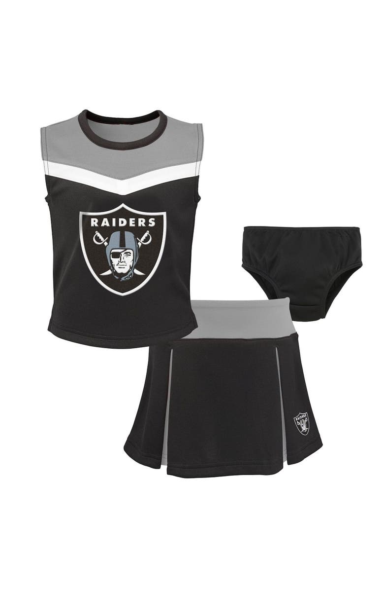 Outerstuff Girls Preschool Black Las Vegas Raiders Spirit Cheerleader Two-Piece Set with Bloomers, Main, color, Black