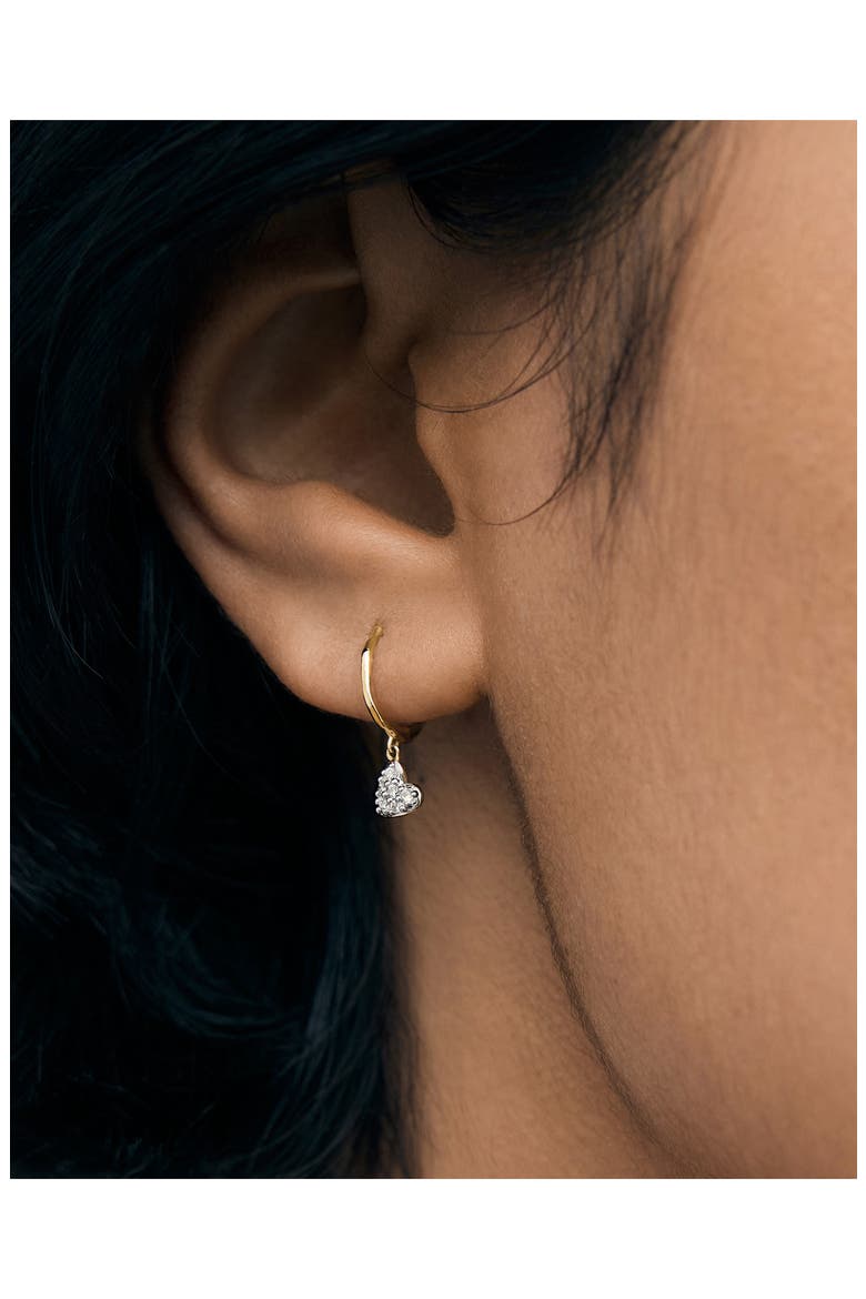 Lab Grown Diamond Mini Heart Huggie Hoop Earrings, Alternate, color, 14KT SOLID GOLD / LAB DIAMOND