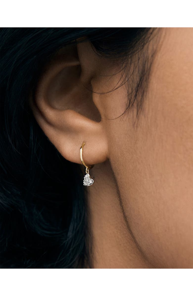 Monica Vinader Lab-Created Diamond Mini Heart Huggie Hoop Earrings, Alternate, color, 14Kt Solid Gold / Lab Diamond