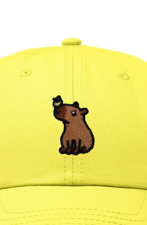 Dalix Capybara Embroidered Everyday Hat In Yellow