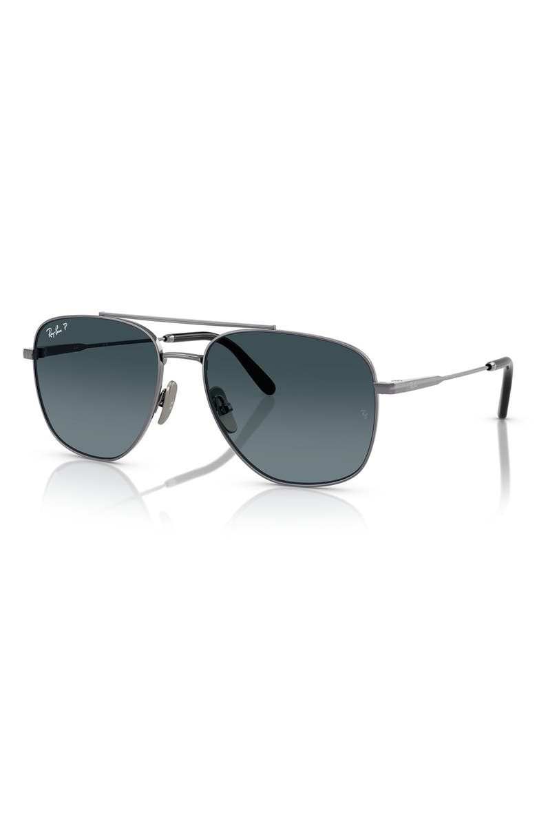 Ray-Ban 59mm Polarized Square Sunglasses, Alternate, color, Gunmetal
