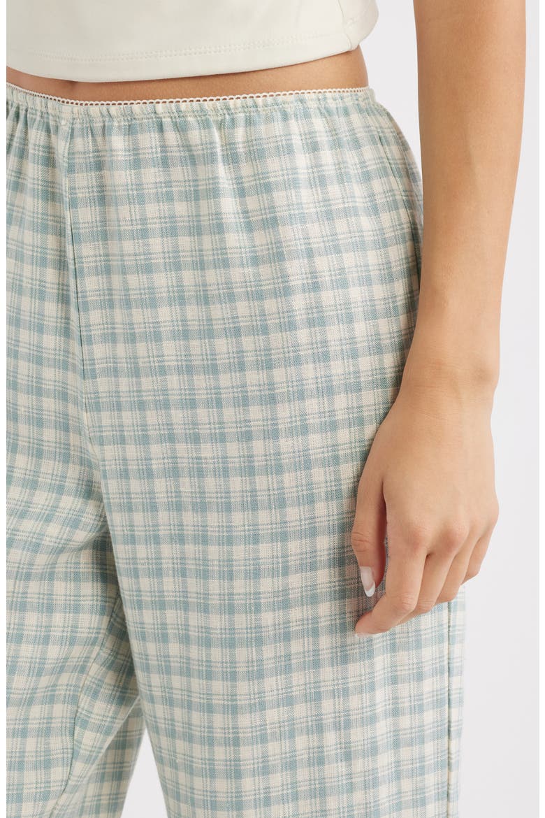 Lilah Check Print Wide Leg Linen Pants, Alternate, color, ZEPHYR CHECK