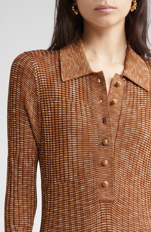 Zimmermann Mouline Long Sleeve Rib Maxi Sweater Dress In Brown