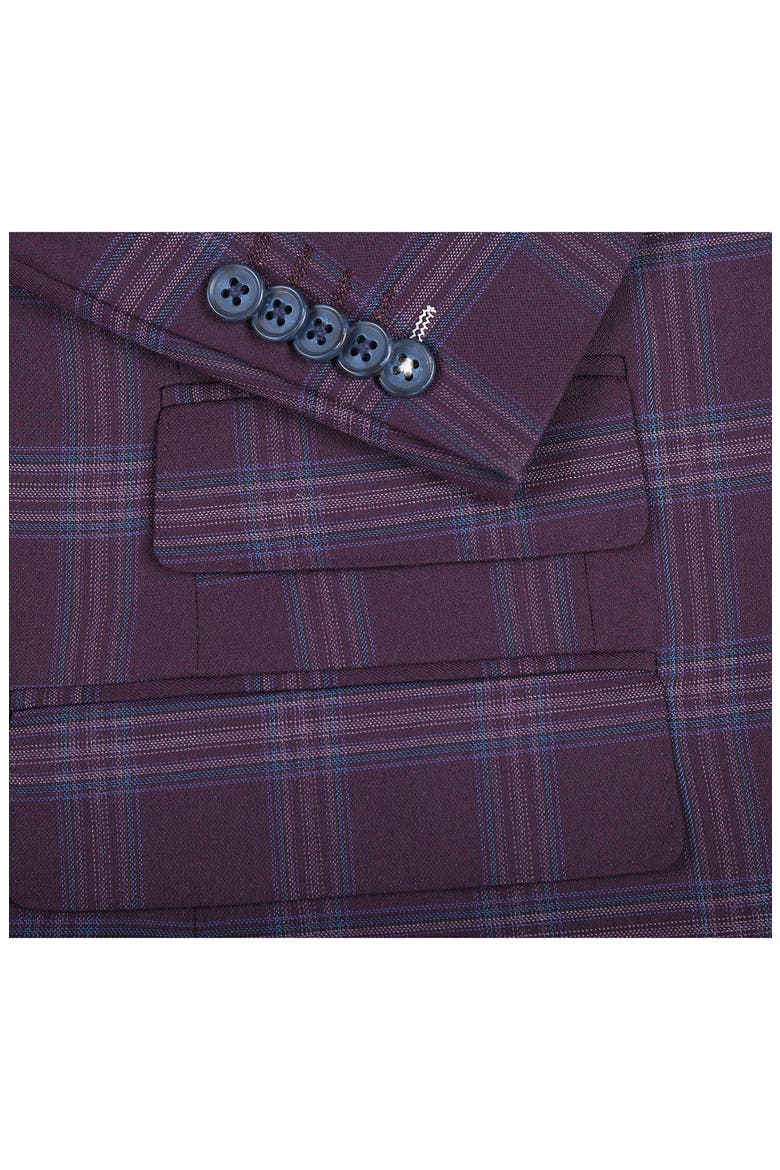 Trim Fit Plaid Two-Piece Suit, Alternate, color, PURPLE