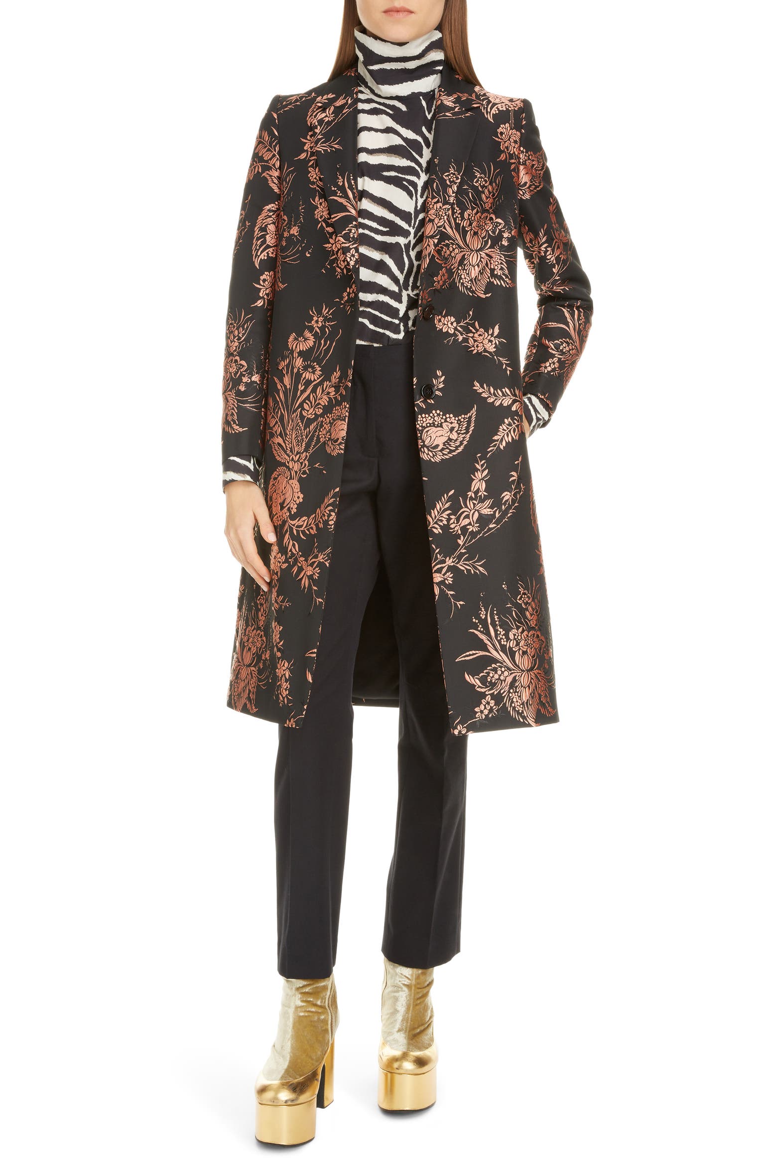Modern Rococo Colors Dries Van Noten Floral Jacquard Coat (Women) | Nordstrom
