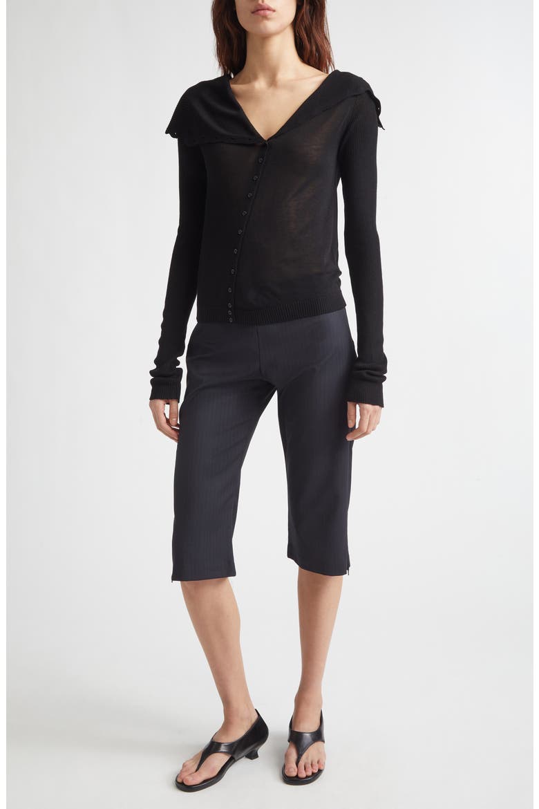 Igna Diagonal Button Sweater, Alternate, color, BLACK
