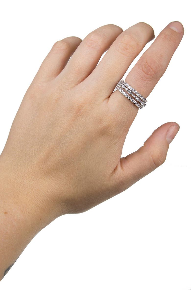 CZ by Kenneth Jay Lane Round & Baguette Cut CZ Eternity Band, Alternate, color, Silver