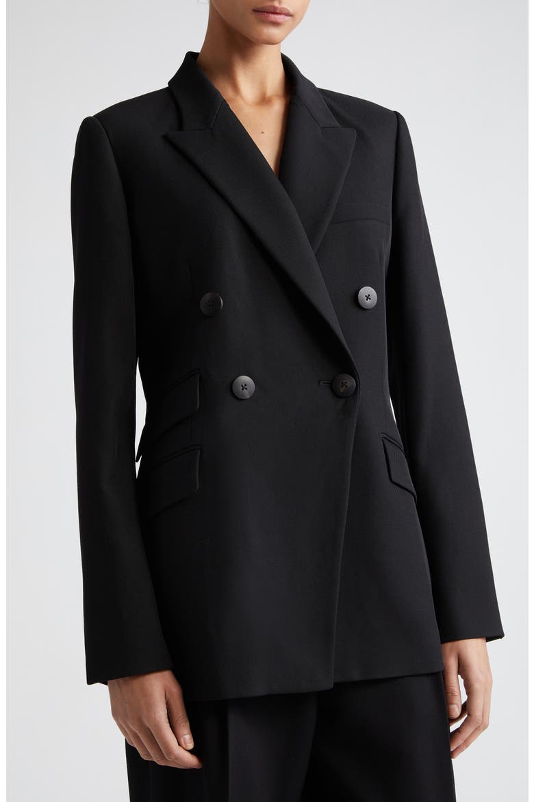 Caleb Double Breasted Cotton Twill Blazer, Alternate, color, BLACK