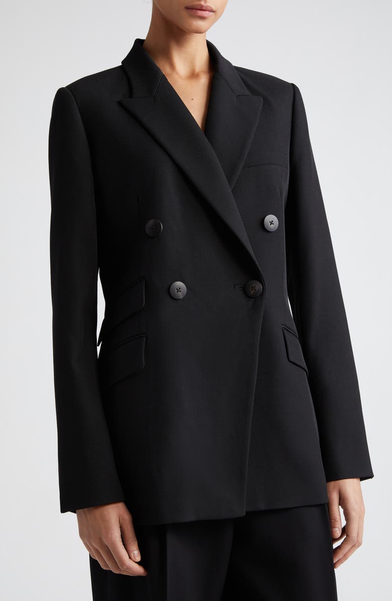 PARTOW Caleb Double Breasted Cotton Twill Blazer, Alternate, color, Black