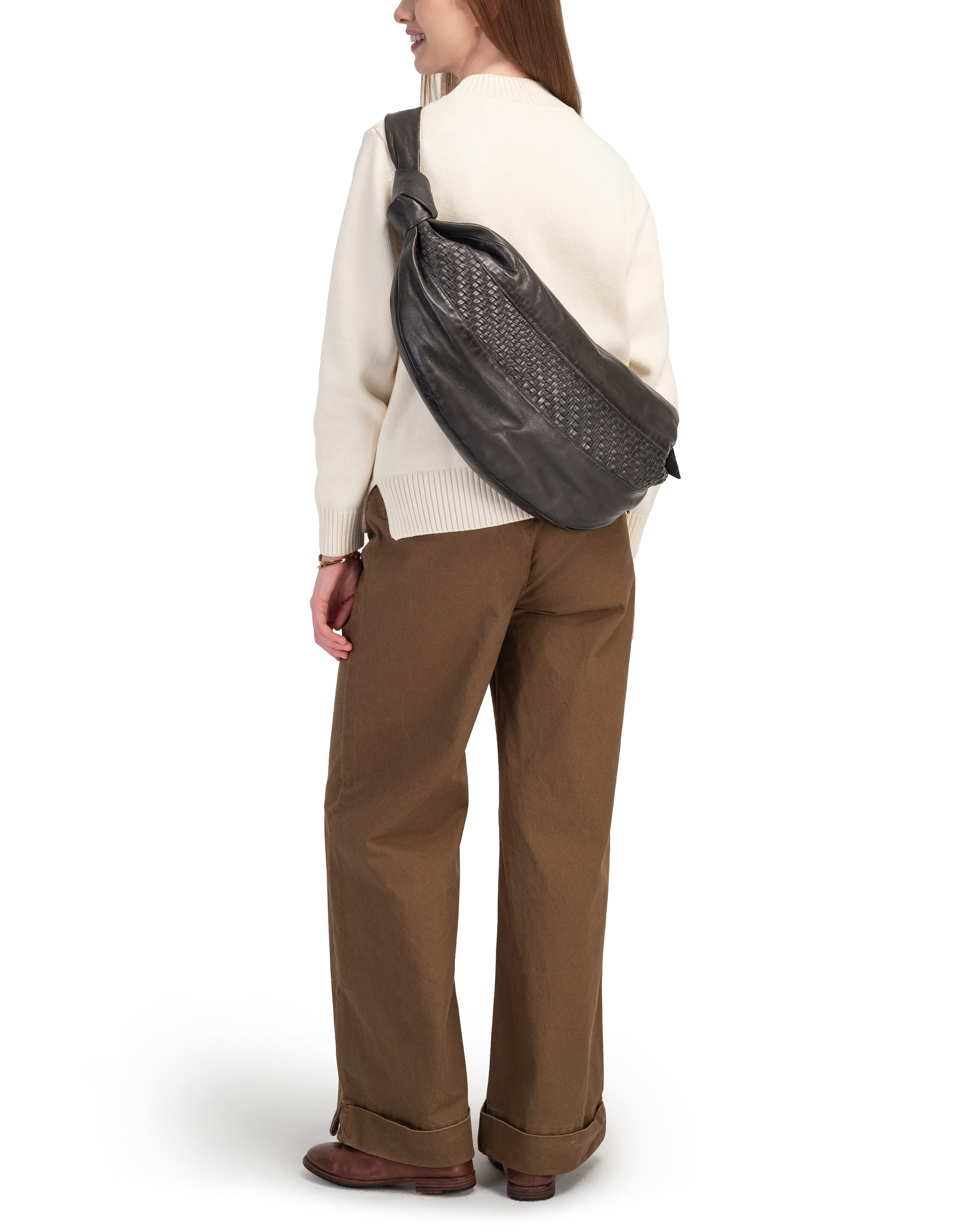 OLD TREND Lily Oversized Handwoven Convertible Leather Sling Bag, Alternate, color, Grey